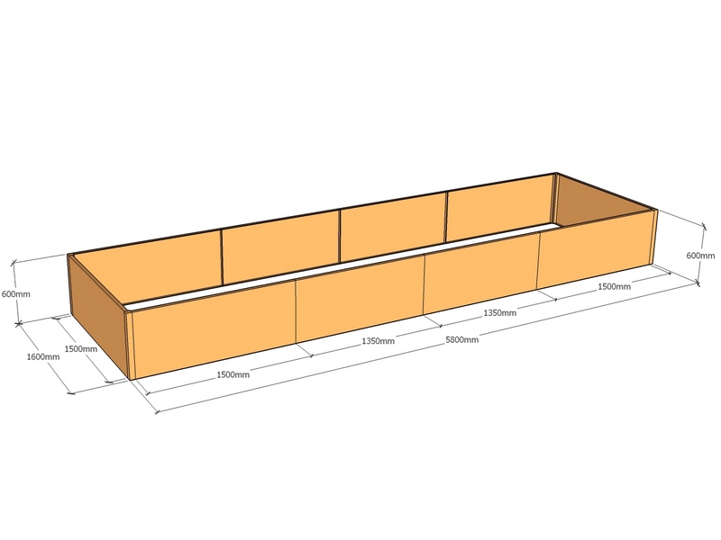 Rectangular planter 5800L x 1600W x 600T