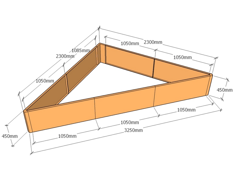 Triangle Planter 3250-2300-2300-450mm T