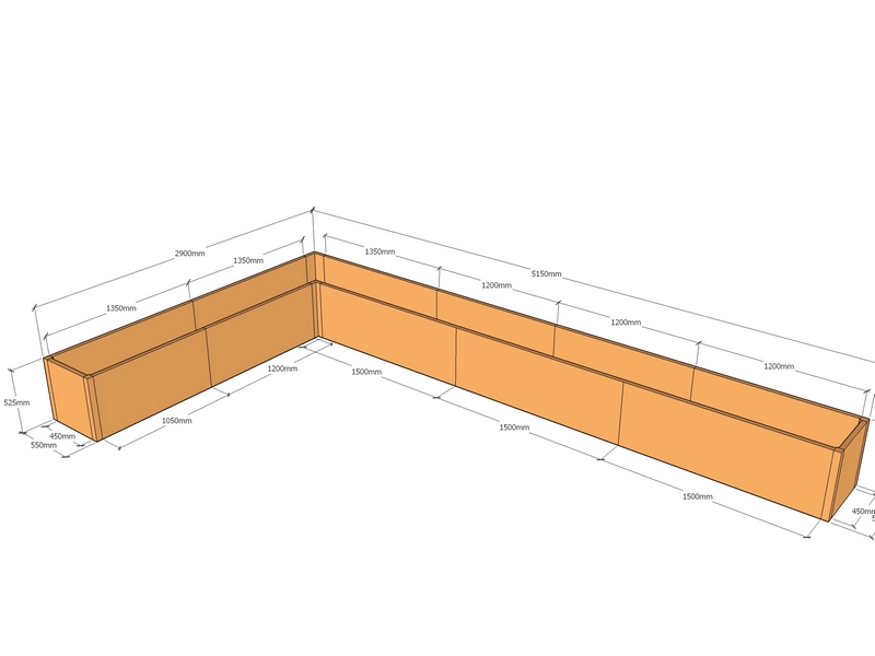 [CorPlaL5150-2900-550-525] L-shaped 5150-2900-550-525T