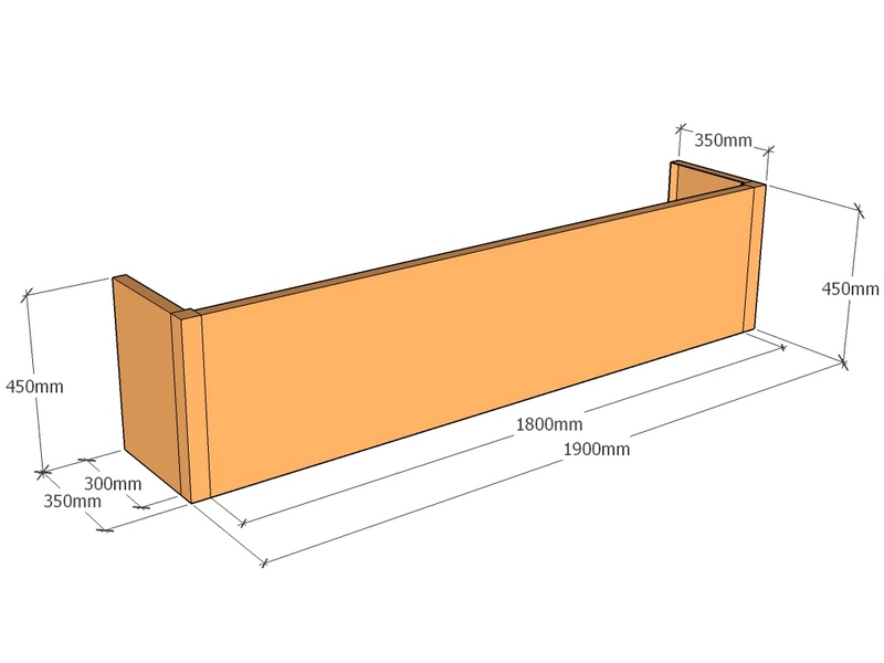 [CorPlaB1900-350-450] Backless 1900 x 350 x 450mm Tall