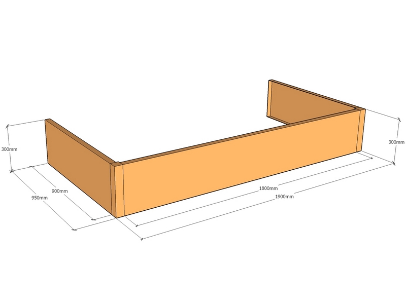 Backless 1900 x 950 x 300mm Tall