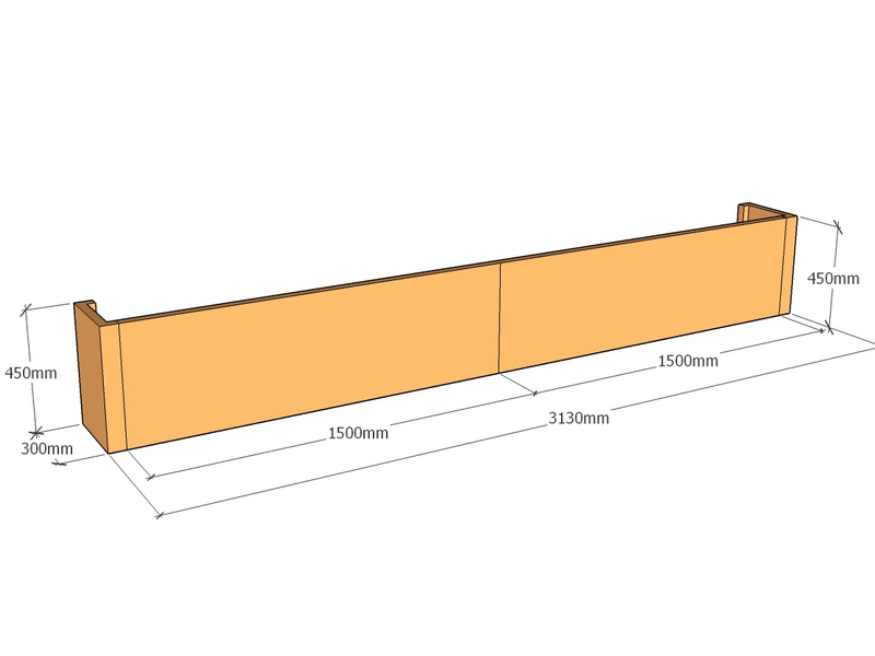[CorRetKit3130-450-ntc] Retaining wall straight 3.13m long x 450mmT