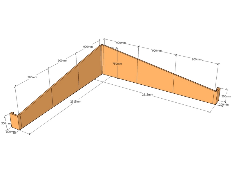 [CorRetKit5630-300-750-ntc-Tra] Retaining wall Trans 5.63m long 300-750mm tall
