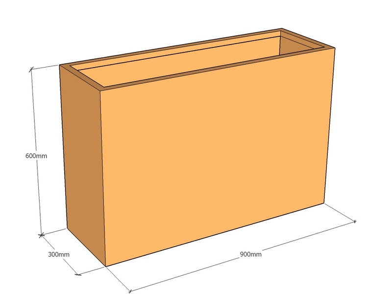 One Piece Corten Planter 900L x 300W X 600Tall