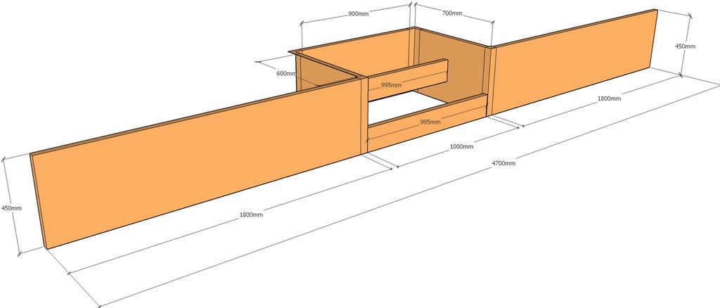 [CorRetSteKit4700-450-1000] Retain wall 4.7m L x 450mm T 1000mm step