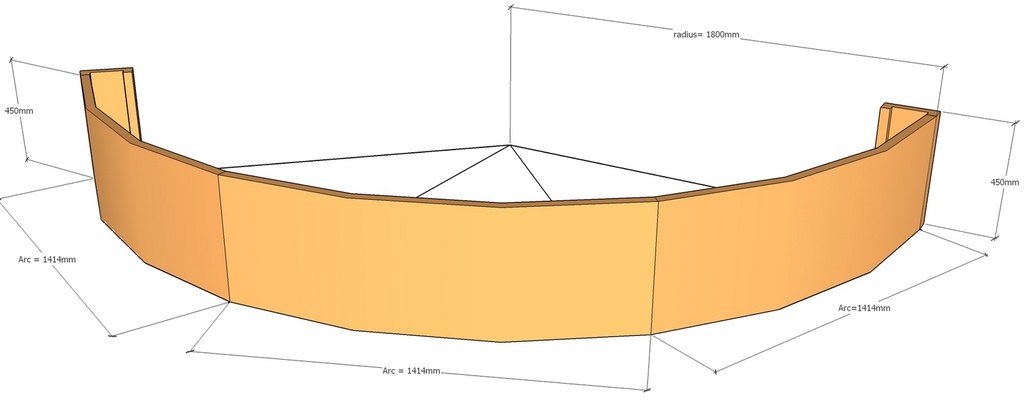 [CorRetCurKit4370-1800-450] Retain wall Curv 4370 L x 1800rad 450mm T
