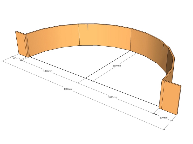 [CorRetCurKit4300-1800-600] Retain wall Curv 4300 L x 1800rad 600mm T