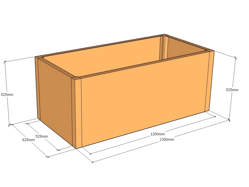 Rectangular planter 1300L x 625W x 525T