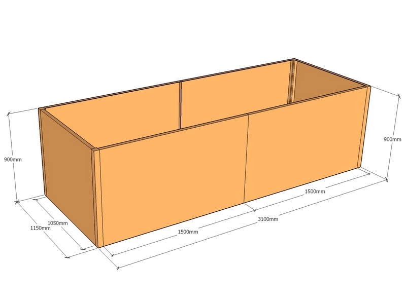 Rectangular planter 3100L x 1150W x 900T