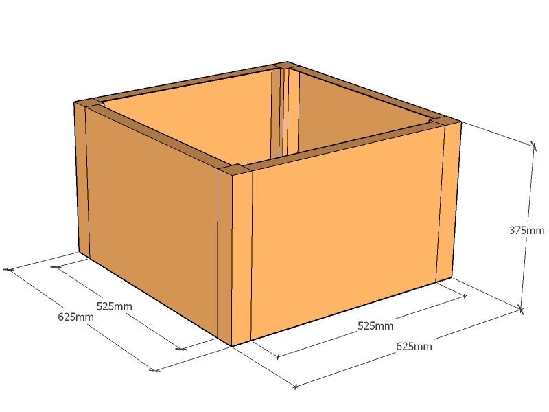 Rectangular planter 625L x 625W x 375T